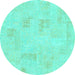 Round Solid Turquoise Modern Rug, abs1428turq