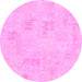 Round Machine Washable Solid Pink Modern Rug, wshabs1428pnk