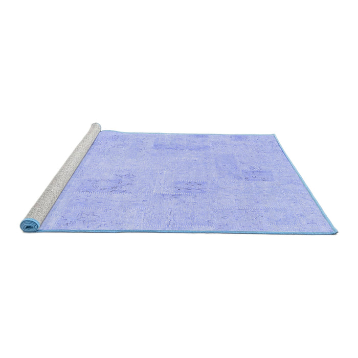 Sideview of Machine Washable Solid Blue Modern Rug, wshabs1428blu