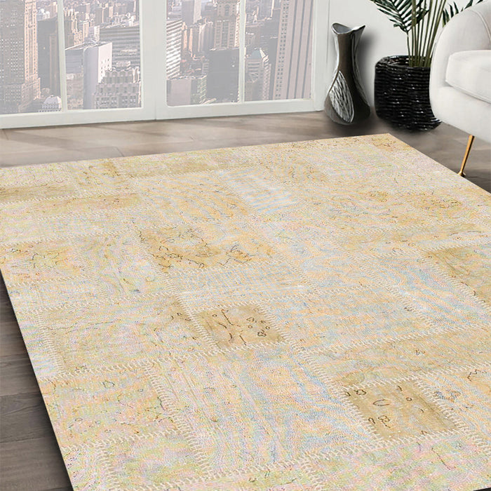 Machine Washable Abstract Deep Peach Orange Rug in a Family Room, wshabs1428