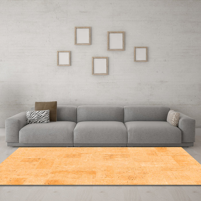 Machine Washable Solid Orange Modern Area Rugs in a Living Room, wshabs1428org