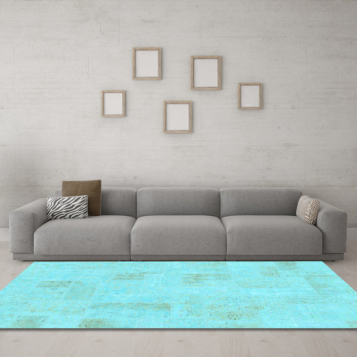 Machine Washable Solid Light Blue Modern Rug in a Living Room, wshabs1428lblu