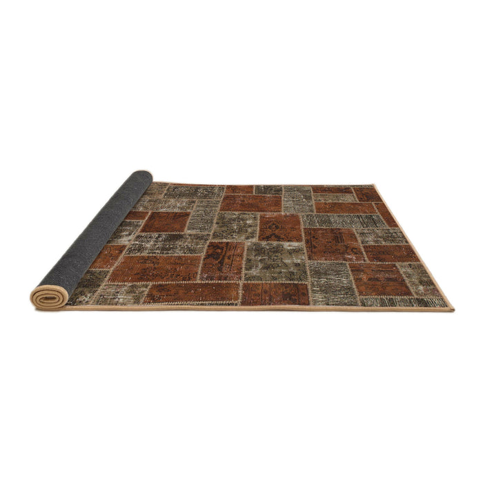 Sideview of Abstract Dark Almond Brown Modern Rug, abs1429