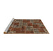 Sideview of Machine Washable Abstract Dark Almond Brown Rug, wshabs1429