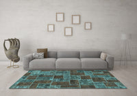 Machine Washable Abstract Light Blue Modern Rug, wshabs1429lblu