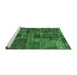 Sideview of Machine Washable Abstract Emerald Green Modern Area Rugs, wshabs1429emgrn