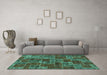 Machine Washable Abstract Turquoise Modern Area Rugs in a Living Room,, wshabs1429turq