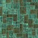 Square Abstract Turquoise Modern Rug, abs1429turq