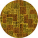 Round Machine Washable Abstract Yellow Modern Rug, wshabs1429yw