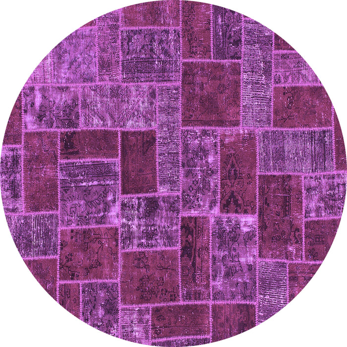 Round Machine Washable Abstract Purple Modern Area Rugs, wshabs1429pur