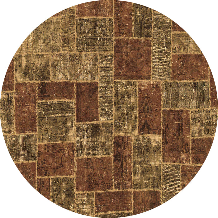 Round Abstract Brown Modern Rug, abs1429brn