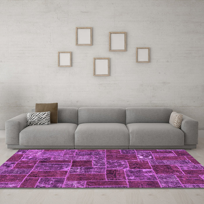 Machine Washable Abstract Purple Modern Area Rugs in a Living Room, wshabs1429pur