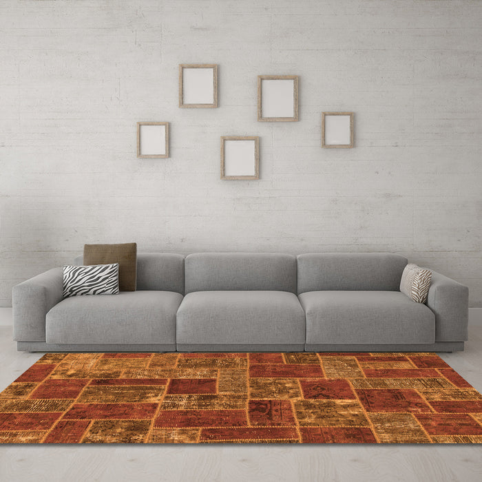 Machine Washable Abstract Orange Modern Area Rugs in a Living Room, wshabs1429org