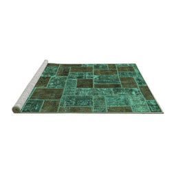Sideview of Machine Washable Abstract Turquoise Modern Area Rugs, wshabs1429turq