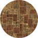 Round Machine Washable Abstract Brown Modern Rug, wshabs1429brn