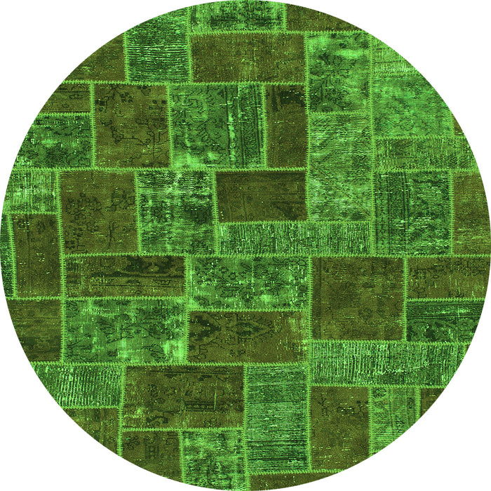 Round Abstract Green Modern Rug, abs1429grn