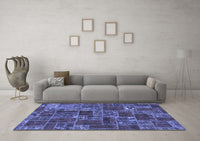 Machine Washable Abstract Blue Modern Rug, wshabs1429blu