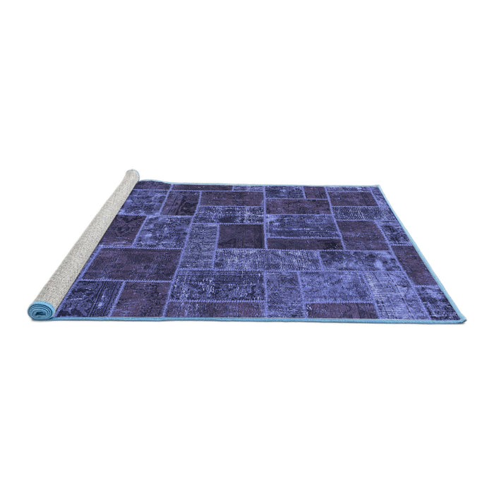 Sideview of Machine Washable Abstract Blue Modern Rug, wshabs1429blu