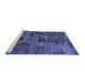 Sideview of Machine Washable Abstract Blue Modern Rug, wshabs1429blu