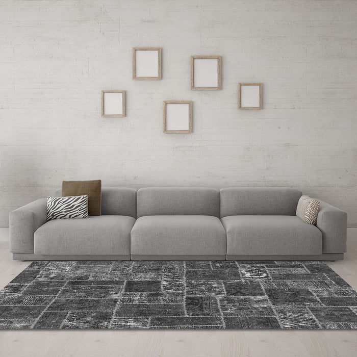 Machine Washable Abstract Gray Modern Rug in a Living Room,, wshabs1429gry
