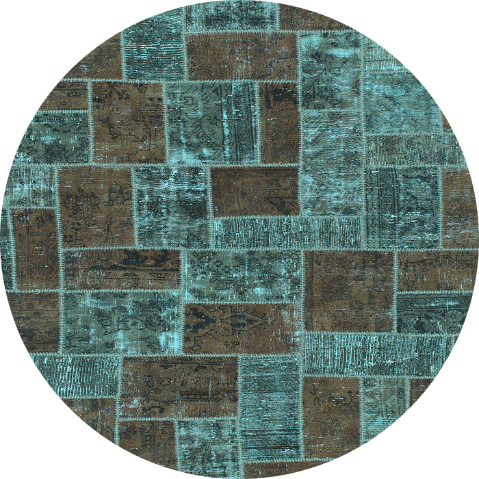 Round Machine Washable Abstract Light Blue Modern Rug, wshabs1429lblu