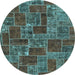 Round Machine Washable Abstract Light Blue Modern Rug, wshabs1429lblu