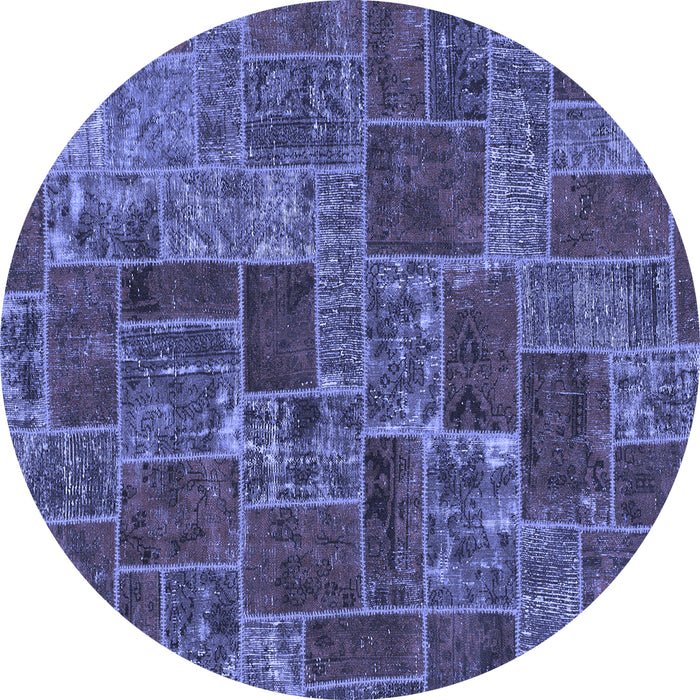 Round Abstract Blue Modern Rug, abs1429blu