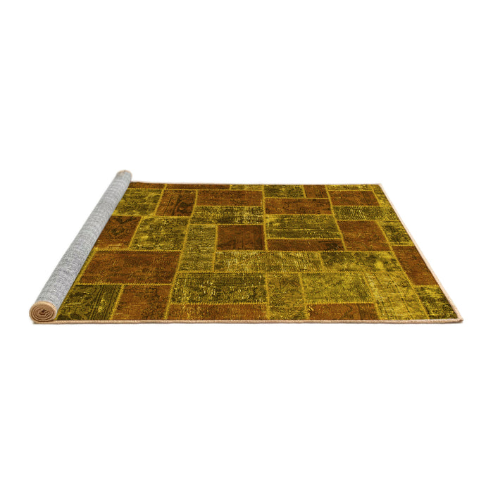 Sideview of Machine Washable Abstract Yellow Modern Rug, wshabs1429yw