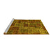 Sideview of Machine Washable Abstract Yellow Modern Rug, wshabs1429yw