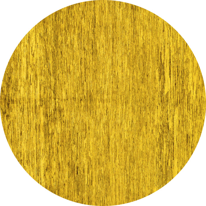 Round Machine Washable Abstract Yellow Modern Rug, wshabs142yw