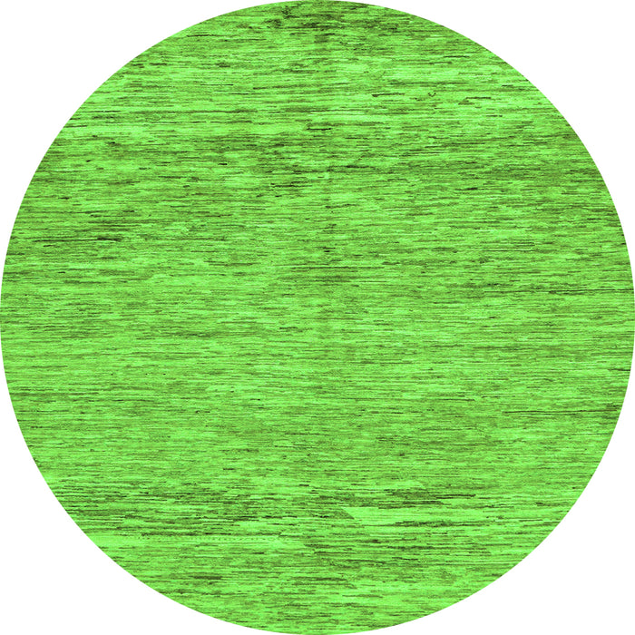Round Machine Washable Abstract Green Modern Area Rugs, wshabs142grn