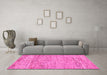 Machine Washable Abstract Pink Modern Rug in a Living Room, wshabs142pnk