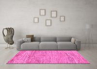 Machine Washable Abstract Pink Modern Rug, wshabs142pnk