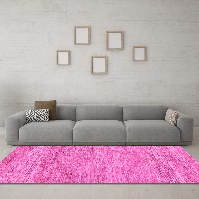 Machine Washable Abstract Pink Modern Rug in a Living Room, wshabs142pnk