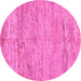 Round Machine Washable Abstract Pink Modern Rug, wshabs142pnk