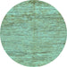 Round Machine Washable Abstract Light Blue Modern Rug, wshabs142lblu