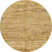 Round Abstract Cinnamon Brown Modern Rug, abs142