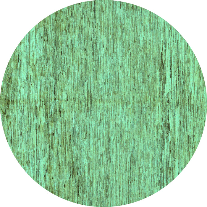 Round Abstract Turquoise Modern Rug, abs142turq