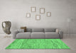 Machine Washable Abstract Emerald Green Modern Area Rugs in a Living Room,, wshabs142emgrn