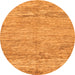 Round Machine Washable Abstract Orange Modern Area Rugs, wshabs142org