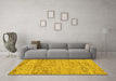 Machine Washable Abstract Yellow Modern Rug in a Living Room, wshabs142yw