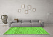 Machine Washable Abstract Green Modern Area Rugs in a Living Room,, wshabs142grn