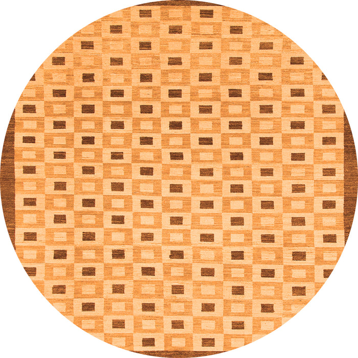 Round Machine Washable Solid Orange Modern Area Rugs, wshabs1430org
