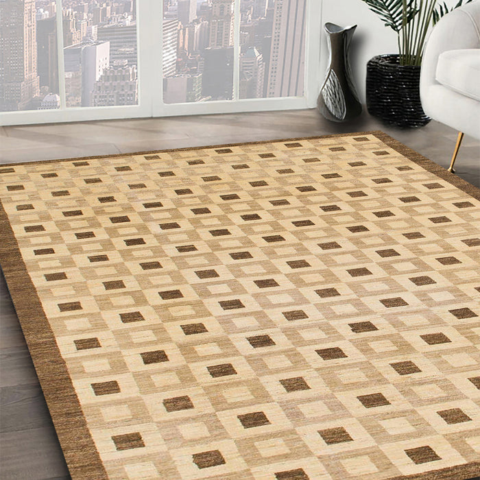 Machine Washable Abstract Bronze Brown Rug in a Family Room, wshabs1430