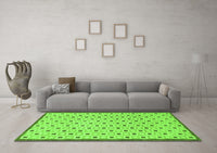 Machine Washable Solid Green Modern Rug, wshabs1430grn