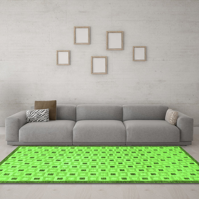 Machine Washable Solid Green Modern Area Rugs in a Living Room,, wshabs1430grn