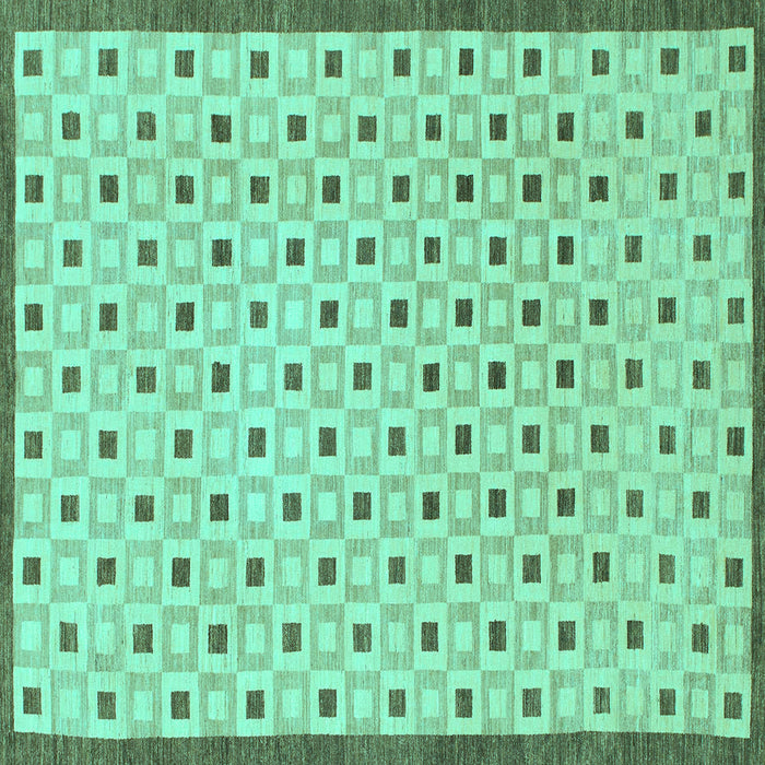 Square Machine Washable Solid Turquoise Modern Area Rugs, wshabs1430turq
