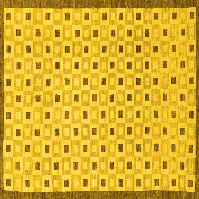 Square Machine Washable Solid Yellow Modern Rug, wshabs1430yw