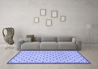 Machine Washable Solid Blue Modern Rug, wshabs1430blu