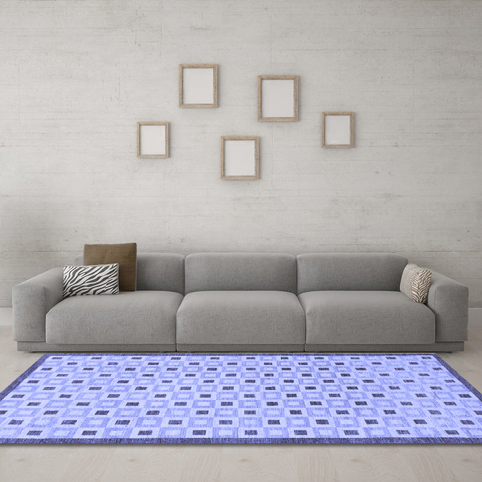Machine Washable Solid Blue Modern Rug in a Living Room, wshabs1430blu